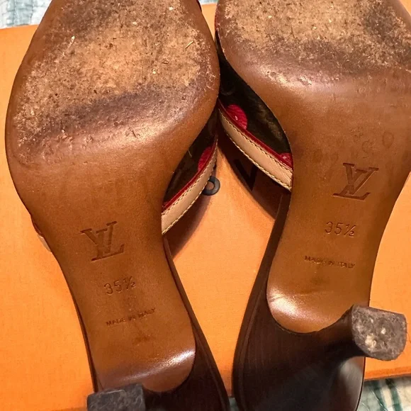 Louis Vuitton Cherry Cerise Red and Brown Women's Sandals - Picture 6 of 6
